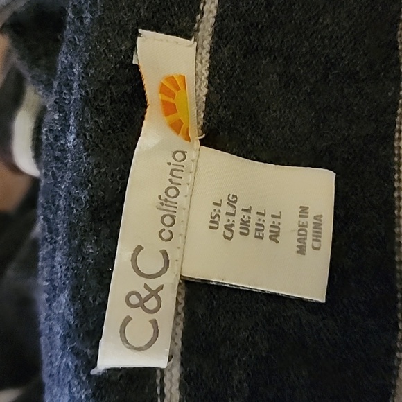 C&C California Wool Mix Striped Long Sleeve Sweater Grey Size Large - Picture 3 of 4